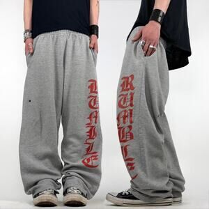 Vintage y2k baggy wide leg faded grey grunge archive skater sweatpants